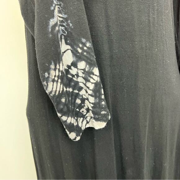 Gypsy Black tide dye design Long Sleeve Fitted Jersey Midi Dress size Small (137 - Picture 7 of 8